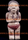 Maya beeldje 13x14x37cm. wit-rood met slang
