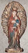 Terracotta beeldje Maria met Jezus 8x5x18cm.