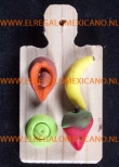 Mini houten plankje met magneet 8x4cm. fruit