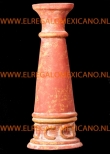 Kandelaar aardewerk Ø13x33xØ10cm. rood-geel