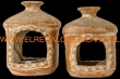 Lantaarn set 2-delig Ø13x21 + Ø12x15cm. oranje