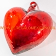 Glazen harten met ophangoog XXL 21x21x11cm. rood