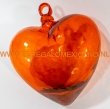 Glazen harten met ophangoog XXL 21x21x11cm. oranje
