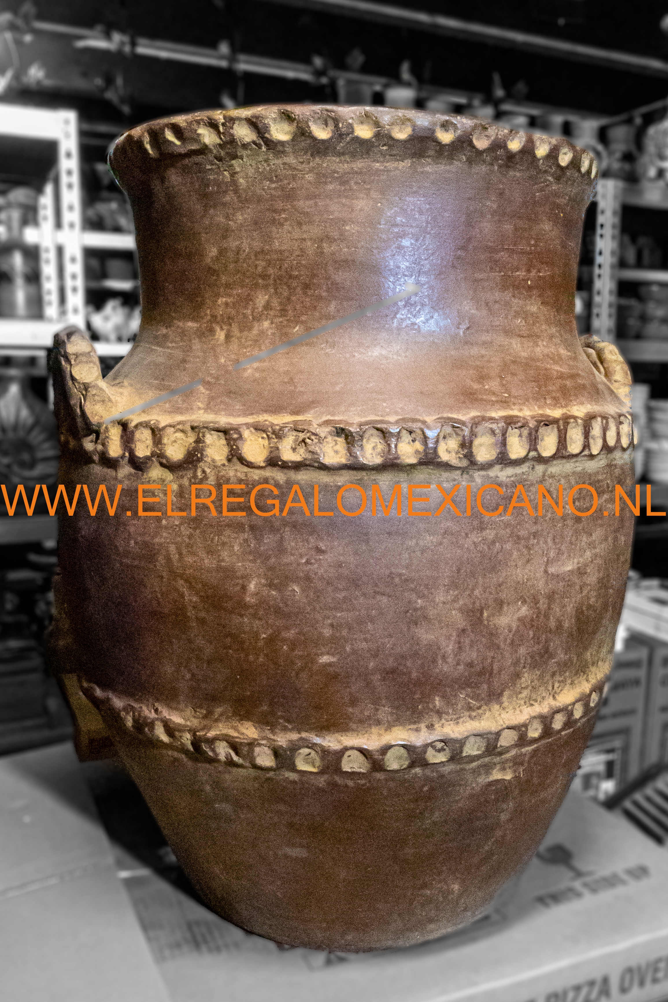 Vaso in ceramica Messicana realizzata e dipinto a mano cm 48x35 floreale  arancio Messico Mexico