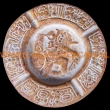 Asbak Maya kalender Ø14x3cm. geel