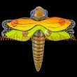 Libelle keramiek 16x18x3cm. oranje/geel-groen