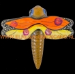 Libelle keramiek 16x18x3cm. rood-geel
