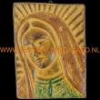 Wanddecoratie Virgen de Guadalupe 25x18cm. bruin-rood-bruin-groen