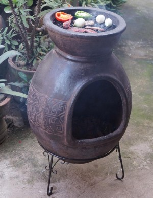 Sol-y-Yo Chimenea Mexicaanse terracotta kachel Barbecue Jumbo (bruin)