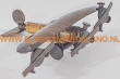 Metalen mini voertuig vliegtuig 3-motorig 9x12x3cm.