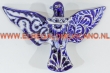 Vogel talavera keramiek 30x19cm. Blauw-wit