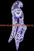 Papegaai talavera keramiek 35x13cm. Blauw-wit