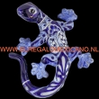 Gekko talavera keramiek 24x24cm. Blauw-wit
