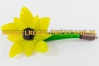 Glazen ornament 33x17x7cm. bloem geel-groen