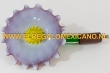 Glazen ornament 24x15x7cm. bloem wit-geel-groen