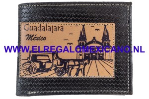 Lederen heren portemonnee Guadalajara 11x9cm. zwart