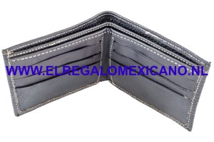 Lederen heren portemonnee Guadalajara 11x9cm. zwart