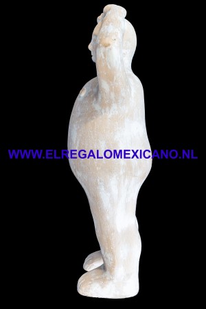 Beeld naakte man wit/geel 20x20x66cm hoog
