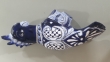 AFKEUR: Kaketoe talavera keramiek 35x14cm. blauw-wit