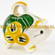 Spaarvarken 14x13cm. groen - geel
