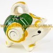 Spaarvarken 14x13cm groen - geel