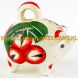 Spaarvarken 14x13cm groen - rood