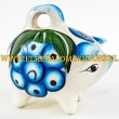 Spaarvarken 14x13cm groen - blauw