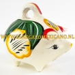 Spaarvarken 19x16cm groen - geel -rood